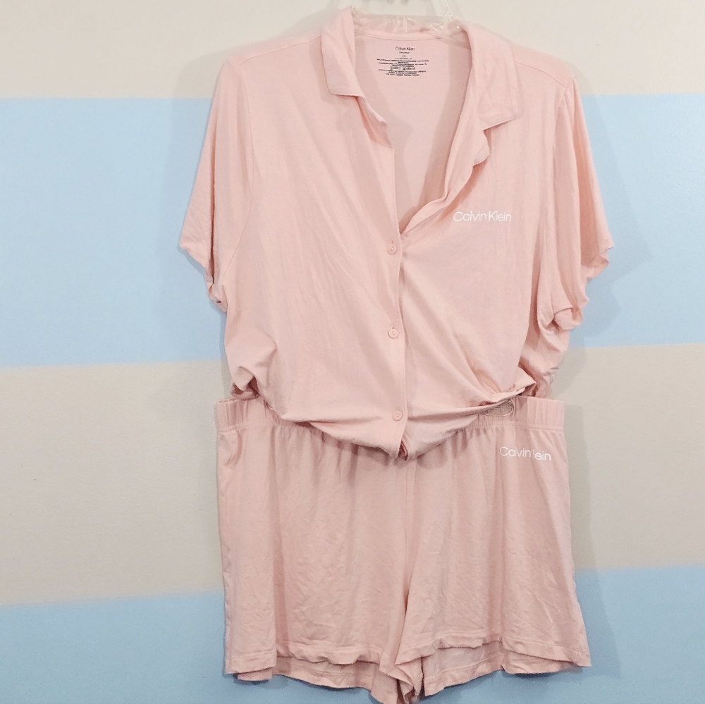 Calvin Klein Pink Short Sleeve Pajama Set - Picture 3 of 6